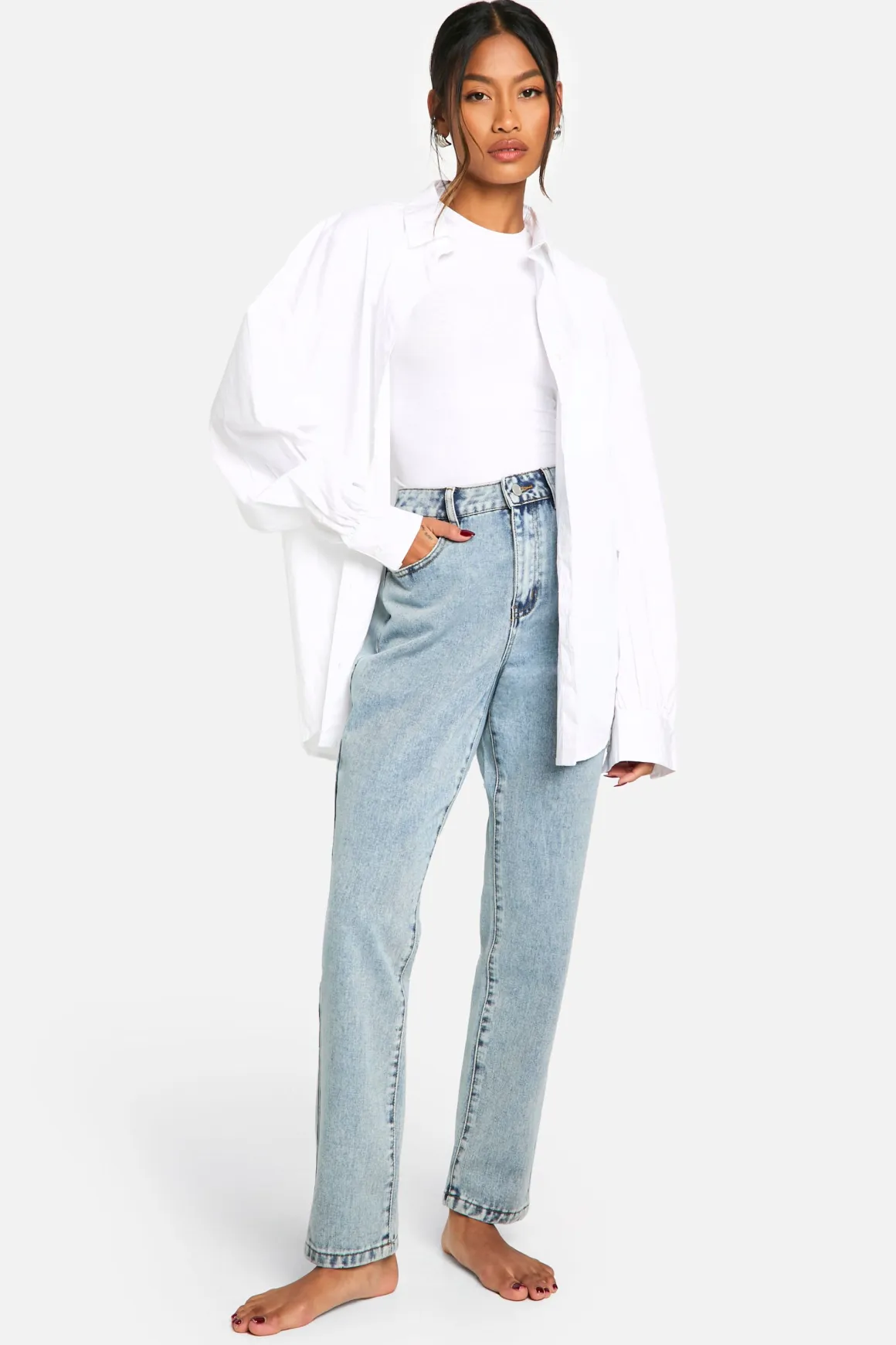Boohoo Basics Jeans Slim Fit à Taille Haute