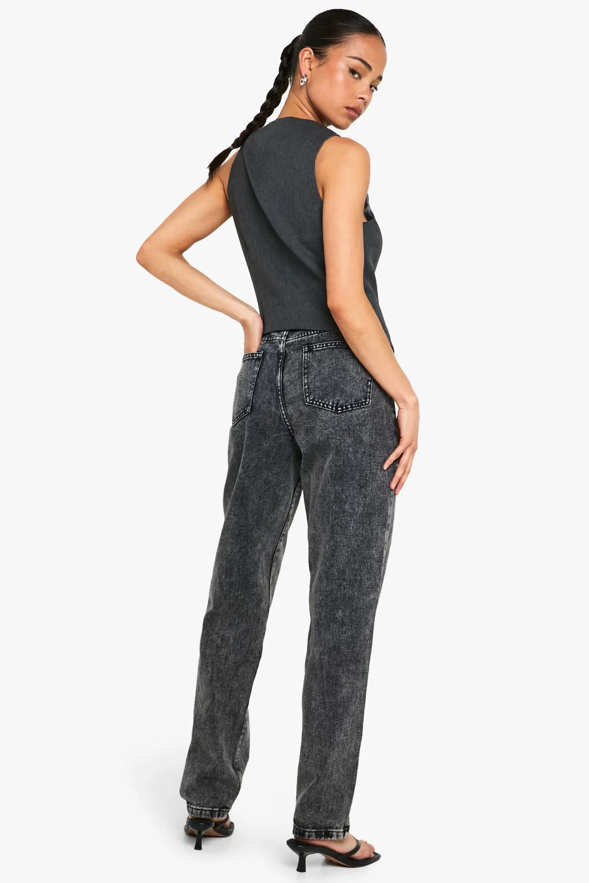 Boohoo Basics Jeans taille haute à jambe droite