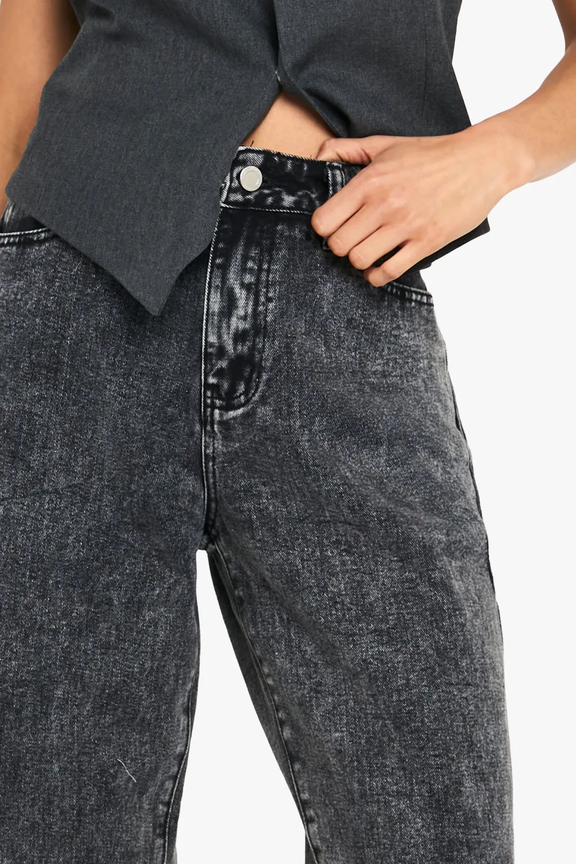 Boohoo Basics Jeans taille haute à jambe droite