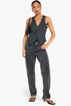 Boohoo Basics Jeans taille haute à jambe droite