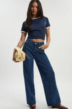 boohoo Basics Jean taille haute à jambes larges<Femme Denim|Jeans