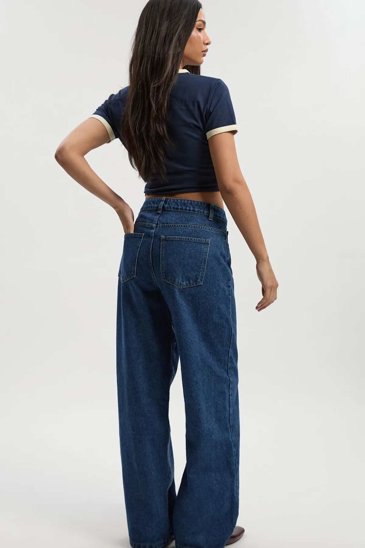 boohoo Basics Jean taille haute à jambes larges<Femme Denim|Jeans