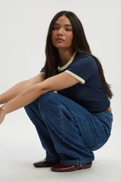 boohoo Basics Jean taille haute à jambes larges<Femme Denim|Jeans