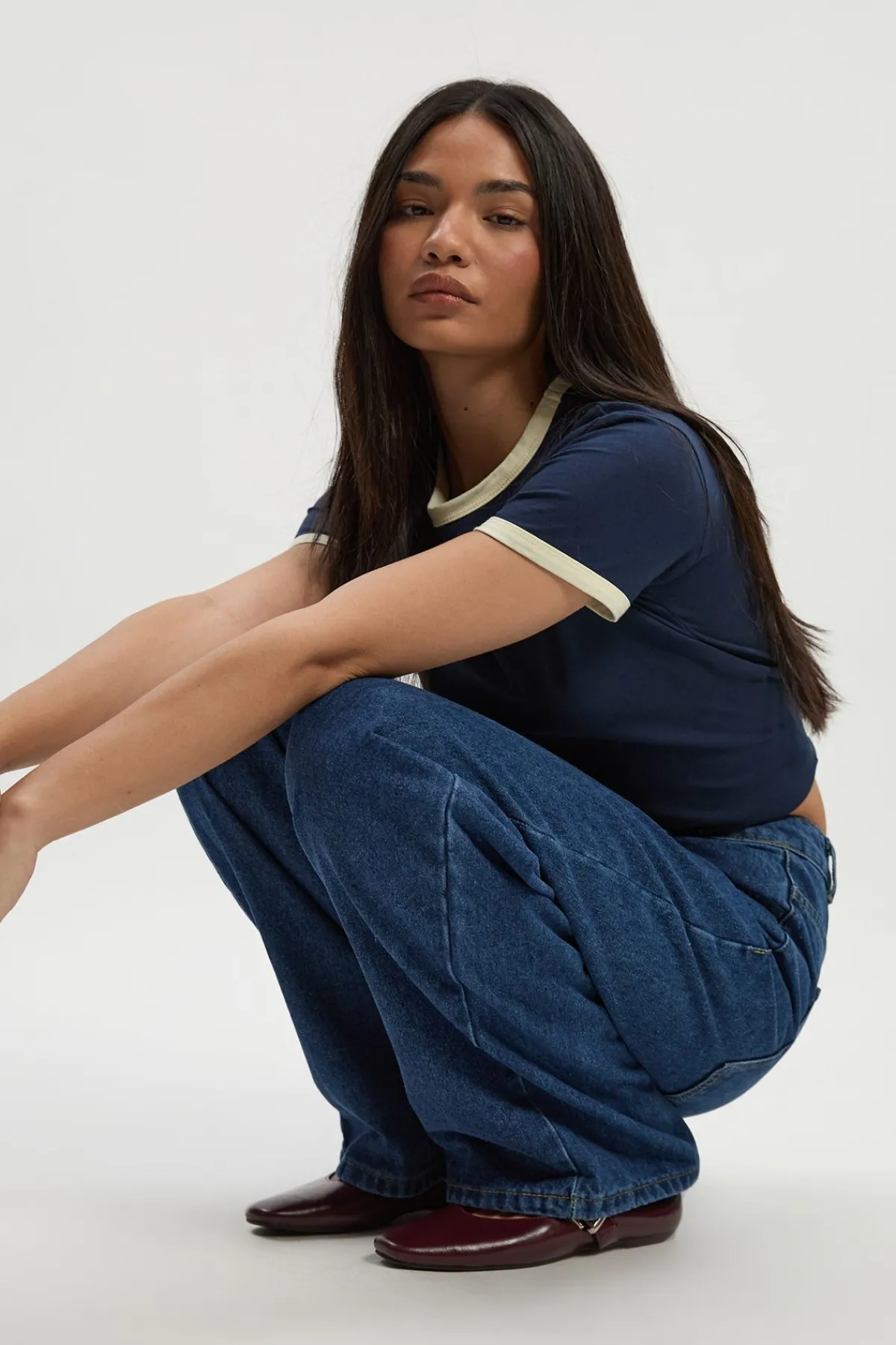 boohoo Basics Jean taille haute à jambes larges<Femme Denim|Jeans