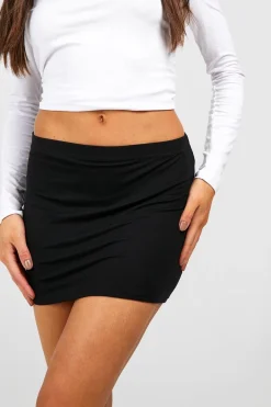 Boohoo Basics Jupe Mini Taille Haute Noire Unie