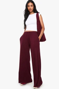 Boohoo Basics Pantalon droit en maille côtelée