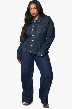 Boohoo Basics Plus Basics, jeans taille haute et jambes larges