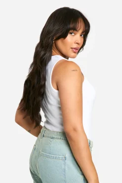 Boohoo Basics Plus Gilet sans manches long à rayures côtelées et à larges bretelles