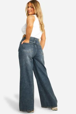 Boohoo Basics Plus Jean Super Taille Haute à Jambe Ultra Large