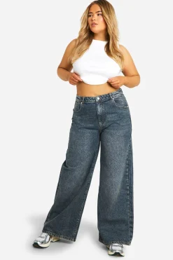 Boohoo Basics Plus Jean Super Taille Haute à Jambe Ultra Large