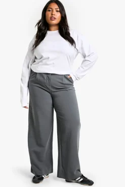 BOOHOO BASICS PLUS PANTALON AJUSTÉ À JAMBE LARGE