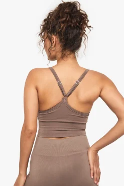 boohoo Basics Soutien-gorge de sport léger à maintien longline en côtes sans couture<Femme Athleisure|Vêtements De Sport