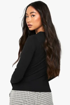 Boohoo Basics Top Longline à Manches Longues à Col Rond