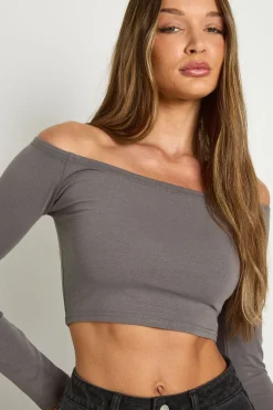 Boohoo Basics Top à épaules dénudées à manches longues