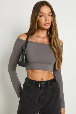 Boohoo Basics Top à épaules dénudées à manches longues
