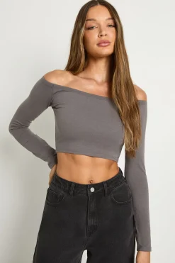 Boohoo Basics Top à épaules dénudées à manches longues