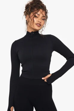 Boohoo Basics Veste zippée à côtes sans couture