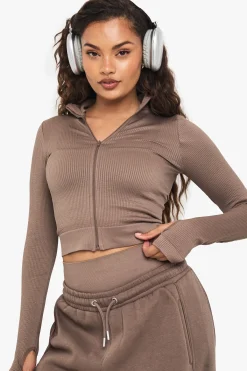 boohoo Basics Veste Zippée en Maille Côtelée Sans Couture<Femme Athleisure|Vêtements De Sport