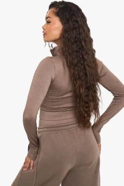 boohoo Basics Veste Zippée en Maille Côtelée Sans Couture<Femme Athleisure|Vêtements De Sport