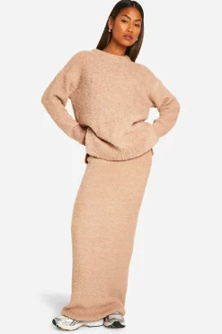 Borg Tricoté Jupe Maxi Ample et Ajustée