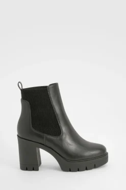 Botte Chelsea à talon épais, à coupe large et à finition texturée