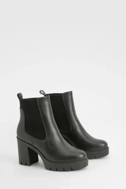 Botte Chelsea à talon épais, à coupe large et à finition texturée