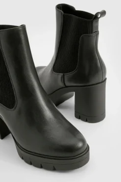 Botte Chelsea à talon épais, à coupe large et à finition texturée