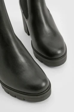 Botte Chelsea à talon épais, à coupe large et à finition texturée