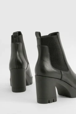 Botte Chelsea à talon épais, à coupe large et à finition texturée