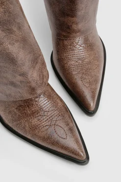 Botte de cowboy western à talon délavée