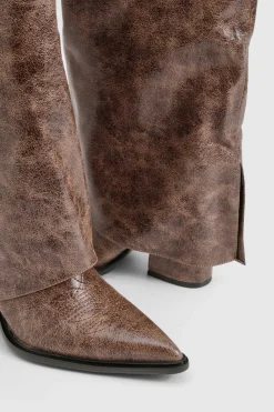 Botte de cowboy western à talon délavée