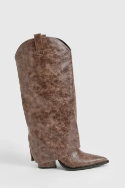 Botte de cowboy western à talon délavée