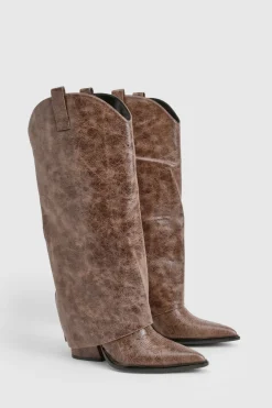 Botte de cowboy western à talon délavée