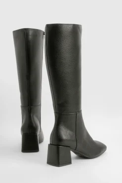 boohoo Botte Montante À Talon Carré Coupe Large< Bottes|Bottes Hautes