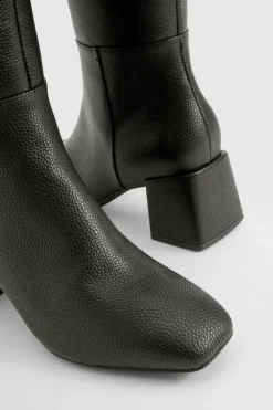 boohoo Botte Montante À Talon Carré Coupe Large< Bottes|Bottes Hautes