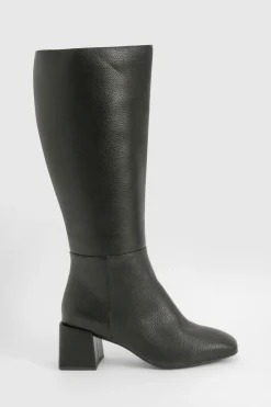 boohoo Botte Montante À Talon Carré Coupe Large< Bottes|Bottes Hautes
