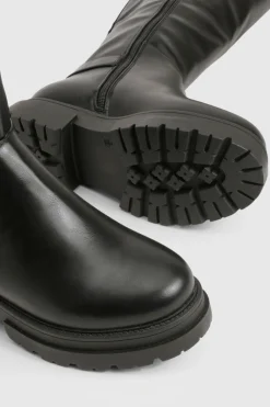 Bottes biker jusqu'au genou à double boucle et à coupe large
