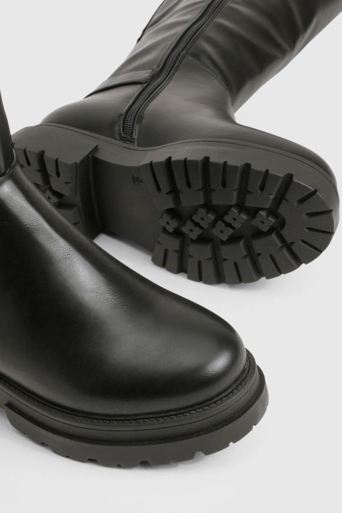 Bottes biker jusqu'au genou à double boucle et à coupe large