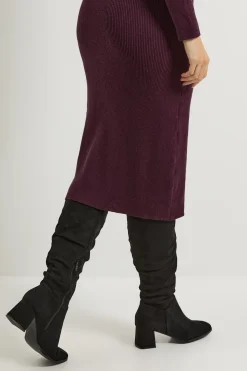 Bottes Carla synthétique Froncées Talon Bloc Moyen Hauteur Genou