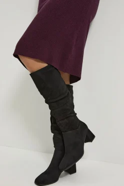 Bottes Carla synthétique Froncées Talon Bloc Moyen Hauteur Genou