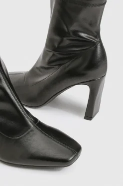 boohoo Bottes chaussette à talon bloc pour pieds larges< Bottes|Bottes Noires