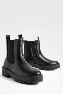Bottes Chelsea Chunky à Double Onglet et Coupe Large