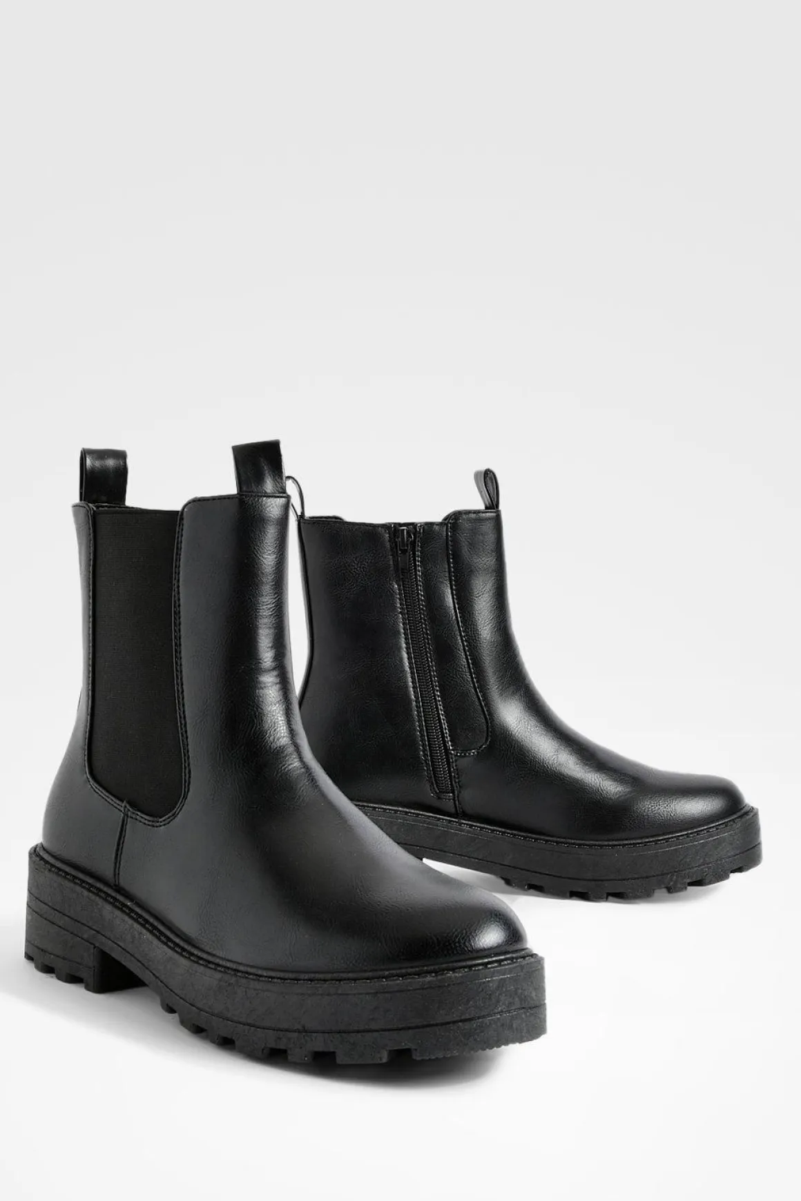 Bottes Chelsea Chunky à Double Onglet et Coupe Large