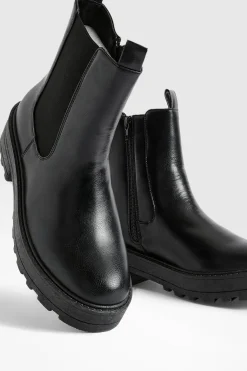 Bottes Chelsea Chunky à Double Onglet et Coupe Large
