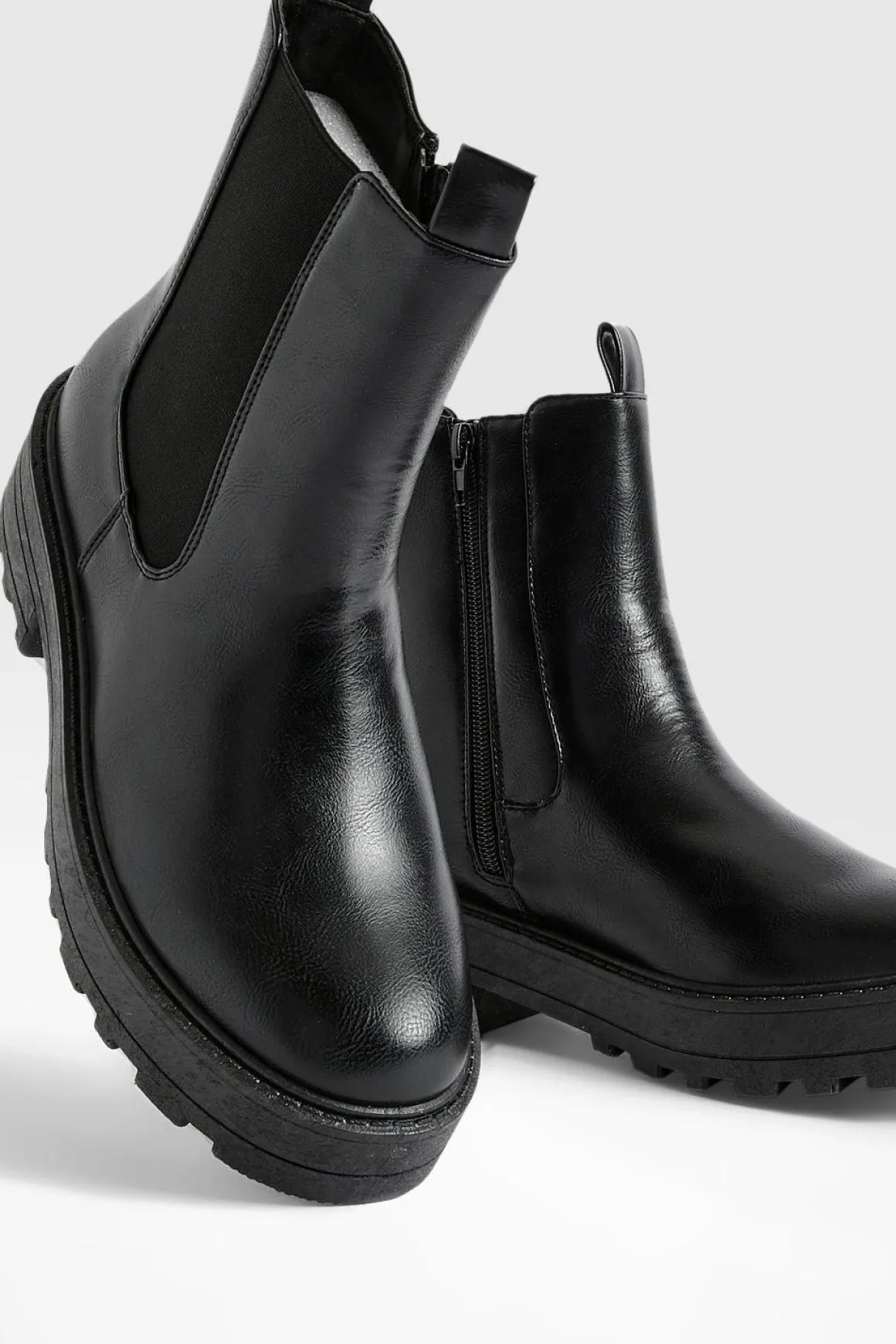 Bottes Chelsea Chunky à Double Onglet et Coupe Large
