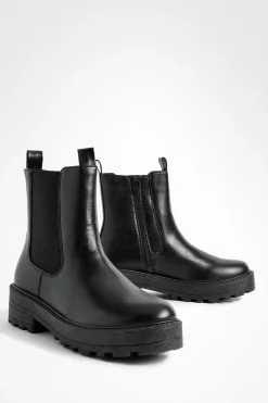 Bottes Chelsea Chunky à Double Onglet et Coupe Large
