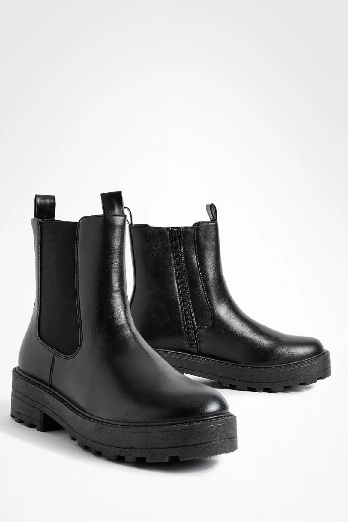 Bottes Chelsea Chunky à Double Onglet et Coupe Large