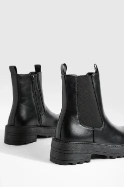 Bottes Chelsea Chunky à Double Onglet et Coupe Large