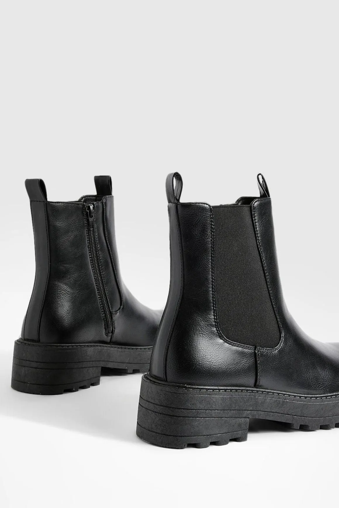 Bottes Chelsea Chunky à Double Onglet et Coupe Large