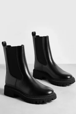 boohoo Bottes Chelsea Chunky à Détail d'Onglet< Bottes|Bottes Noires
